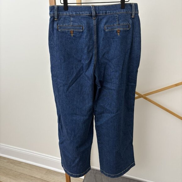 Land’s End Pleated Wide Leg Trouser Jeans (Sz Pet 12) High Rise Elevated Basic - Picture 5 of 10